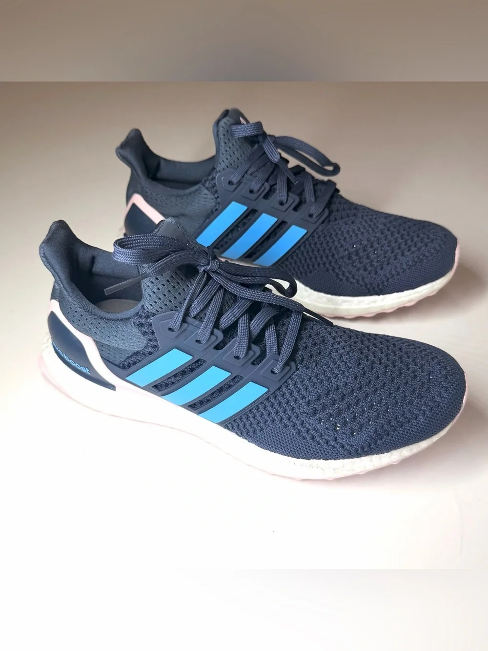 Adidas Women’s Ultraboost 1.0 Navy/ Pink / White Running Shoes Size- 8.5